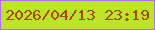 文字の大きさ：2、枠の色：b96cf3、背景の色：bbe527、文字の色：ab4406 無料ブログパーツのブログ時計