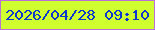 文字の大きさ：1、枠の色：b970d7、背景の色：cfff2f、文字の色：0e39cd 無料ブログパーツのブログ時計