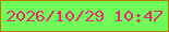 文字の大きさ：2、枠の色：b97a01、背景の色：6ffb59、文字の色：e72d6f 無料ブログパーツのブログ時計