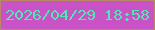 文字の大きさ：1、枠の色：b98765、背景の色：ca52c7、文字の色：53e6b2 無料ブログパーツのブログ時計