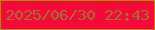 文字の大きさ：2、枠の色：b98803、背景の色：f50938、文字の色：a07137 無料ブログパーツのブログ時計