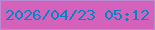 文字の大きさ：4、枠の色：b98cd2、背景の色：d462ba、文字の色：0584c5 無料ブログパーツのブログ時計