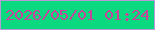 文字の大きさ：5、枠の色：b998d7、背景の色：0bd97f、文字の色：c8439a 無料ブログパーツのブログ時計
