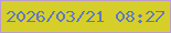 文字の大きさ：2、枠の色：b99ccd、背景の色：d7cf29、文字の色：5f78c1 無料ブログパーツのブログ時計