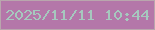 文字の大きさ：2、枠の色：b9a6ad、背景の色：b477a9、文字の色：a6c8be 無料ブログパーツのブログ時計