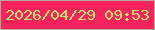 文字の大きさ：5、枠の色：b9ab9b、背景の色：f7235d、文字の色：c9e56e 無料ブログパーツのブログ時計