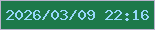 文字の大きさ：1、枠の色：b9b2cc、背景の色：1d794a、文字の色：97d8fc 無料ブログパーツのブログ時計