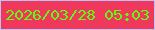 文字の大きさ：1、枠の色：b9c3f7、背景の色：f0375c、文字の色：5dfd0d 無料ブログパーツのブログ時計