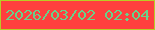 文字の大きさ：2、枠の色：b9cc25、背景の色：ff3f3e、文字の色：68d18a 無料ブログパーツのブログ時計