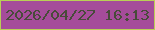 文字の大きさ：4、枠の色：b9cf56、背景の色：a54c9a、文字の色：484b3a 無料ブログパーツのブログ時計