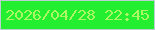 文字の大きさ：5、枠の色：b9cfd1、背景の色：23ef30、文字の色：aaf665 無料ブログパーツのブログ時計