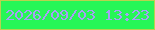 文字の大きさ：1、枠の色：b9d24f、背景の色：27f657、文字の色：a79ff6 無料ブログパーツのブログ時計