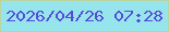文字の大きさ：2、枠の色：b9d6a0、背景の色：96e5ec、文字の色：564cd8 無料ブログパーツのブログ時計