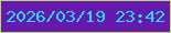 文字の大きさ：1、枠の色：b9dd5e、背景の色：6619ae、文字の色：26daf0 無料ブログパーツのブログ時計