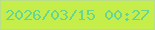 文字の大きさ：1、枠の色：b9dd89、背景の色：c6ee4b、文字の色：68d691 無料ブログパーツのブログ時計