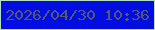 文字の大きさ：4、枠の色：b9ddc2、背景の色：020ee1、文字の色：545877 無料ブログパーツのブログ時計