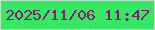 文字の大きさ：1、枠の色：b9e5c7、背景の色：36e665、文字の色：851973 無料ブログパーツのブログ時計