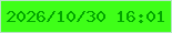 文字の大きさ：5、枠の色：b9e5c7、背景の色：3fff18、文字の色：02a500 無料ブログパーツのブログ時計