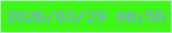 文字の大きさ：5、枠の色：b9e9c3、背景の色：3ef714、文字の色：879dff 無料ブログパーツのブログ時計