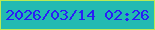 文字の大きさ：1、枠の色：b9ea55、背景の色：22bab2、文字の色：2a1df6 無料ブログパーツのブログ時計