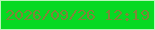 文字の大きさ：2、枠の色：b9f6ba、背景の色：07d922、文字の色：808439 無料ブログパーツのブログ時計