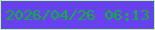 文字の大きさ：5、枠の色：b9fb98、背景の色：6841ee、文字の色：09b62f 無料ブログパーツのブログ時計