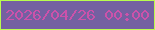 文字の大きさ：1、枠の色：b9fc4e、背景の色：7460a1、文字の色：cc52aa 無料ブログパーツのブログ時計
