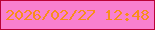 文字の大きさ：4、枠の色：ba0337、背景の色：f980cf、文字の色：f98d1b 無料ブログパーツのブログ時計