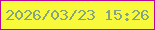 文字の大きさ：5、枠の色：ba0795、背景の色：f8f93b、文字の色：84a483 無料ブログパーツのブログ時計