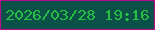 文字の大きさ：1、枠の色：ba088a、背景の色：0c5148、文字の色：26be45 無料ブログパーツのブログ時計