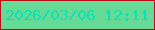 文字の大きさ：3、枠の色：ba0b0e、背景の色：66da96、文字の色：0ce1b2 無料ブログパーツのブログ時計