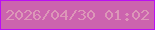 文字の大きさ：1、枠の色：ba10f3、背景の色：cc64ae、文字の色：dc97b8 無料ブログパーツのブログ時計