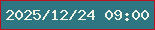文字の大きさ：3、枠の色：ba121f、背景の色：2d7682、文字の色：f0f5e5 無料ブログパーツのブログ時計