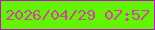 文字の大きさ：2、枠の色：ba12c6、背景の色：62f404、文字の色：d144a1 無料ブログパーツのブログ時計