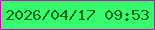 文字の大きさ：4、枠の色：ba13a6、背景の色：36fd6e、文字の色：03651c 無料ブログパーツのブログ時計