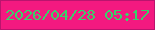 文字の大きさ：1、枠の色：ba146e、背景の色：f31980、文字の色：3ad16a 無料ブログパーツのブログ時計