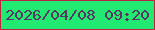 文字の大きさ：4、枠の色：ba2345、背景の色：21e971、文字の色：593561 無料ブログパーツのブログ時計
