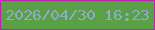 文字の大きさ：4、枠の色：ba24a9、背景の色：59a046、文字の色：94a8c7 無料ブログパーツのブログ時計