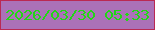 文字の大きさ：2、枠の色：ba2953、背景の色：ab71b8、文字の色：22d715 無料ブログパーツのブログ時計