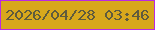 文字の大きさ：2、枠の色：ba2ae2、背景の色：d8a81c、文字の色：5f5b3d 無料ブログパーツのブログ時計