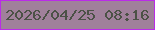 文字の大きさ：5、枠の色：ba2ce8、背景の色：a0809b、文字の色：4b5146 無料ブログパーツのブログ時計