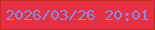 文字の大きさ：2、枠の色：ba321d、背景の色：e92f42、文字の色：8888e8 無料ブログパーツのブログ時計