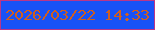文字の大きさ：4、枠の色：ba3688、背景の色：1852f6、文字の色：cf5e1f 無料ブログパーツのブログ時計
