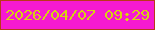 文字の大きさ：1、枠の色：ba3819、背景の色：f61ad0、文字の色：d7d113 無料ブログパーツのブログ時計