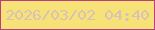 文字の大きさ：4、枠の色：ba3d82、背景の色：f7e278、文字の色：d8c2b8 無料ブログパーツのブログ時計