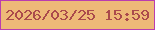 文字の大きさ：5、枠の色：ba3daf、背景の色：eeb978、文字の色：aa4a4c 無料ブログパーツのブログ時計
