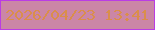 文字の大きさ：5、枠の色：ba3de4、背景の色：cb86a6、文字の色：da8e4b 無料ブログパーツのブログ時計