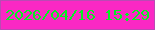 文字の大きさ：5、枠の色：ba4ab4、背景の色：fa28c4、文字の色：05ef24 無料ブログパーツのブログ時計