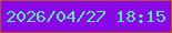 文字の大きさ：2、枠の色：ba4f24、背景の色：8808e5、文字の色：5de5b9 無料ブログパーツのブログ時計