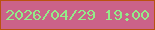 文字の大きさ：2、枠の色：ba5210、背景の色：cb6289、文字の色：93eb89 無料ブログパーツのブログ時計